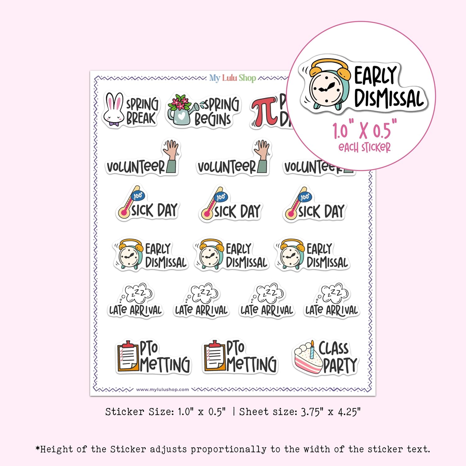 Teacher Planner Stickers for School Student Planner, Kids Journaling, etc, 4 Sheets, 78 Premium Matte Vinyl Stickers, Mini Size image 5