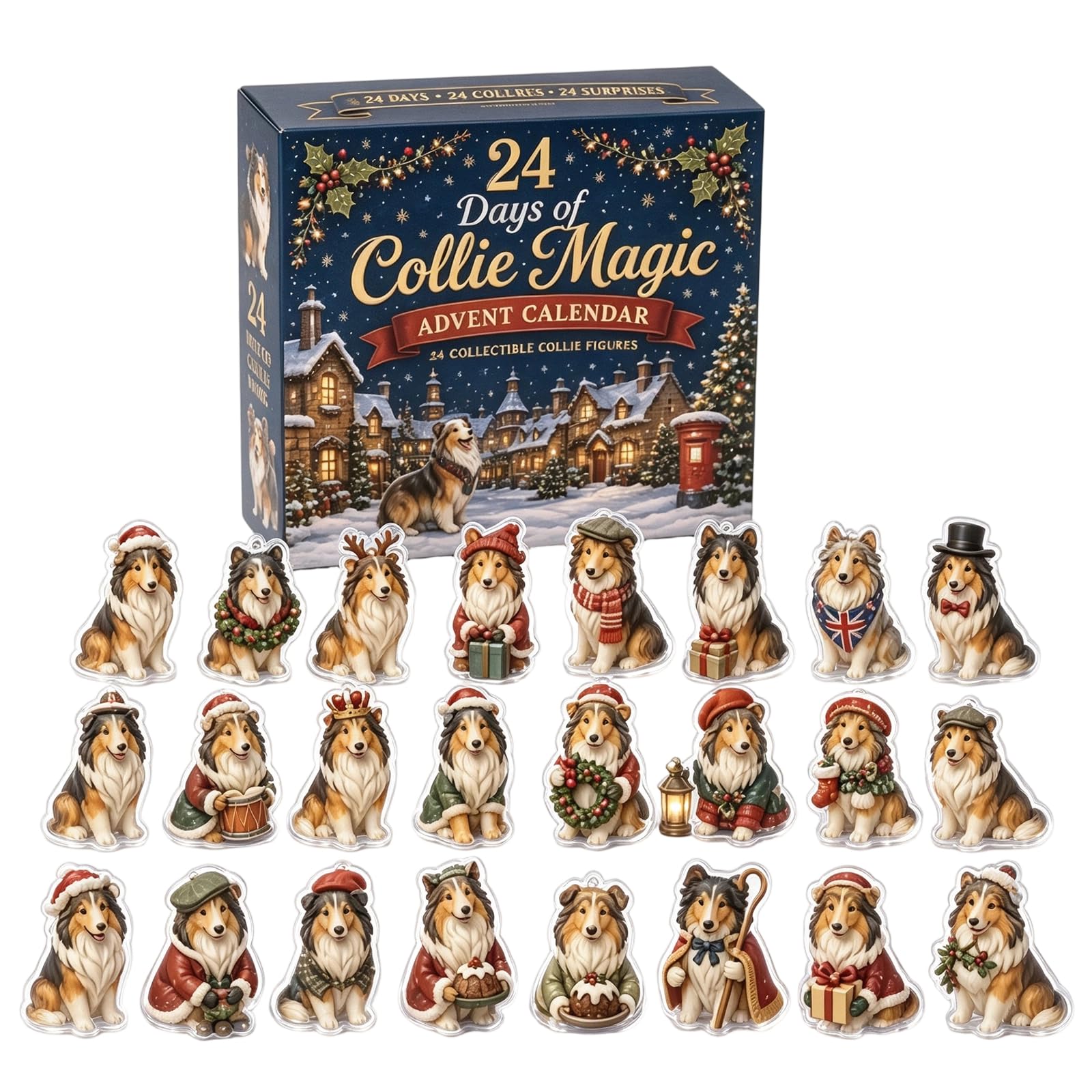 Collie Magic Advent Calendar 2026,2D Acrylic Figurines Gift 24ps