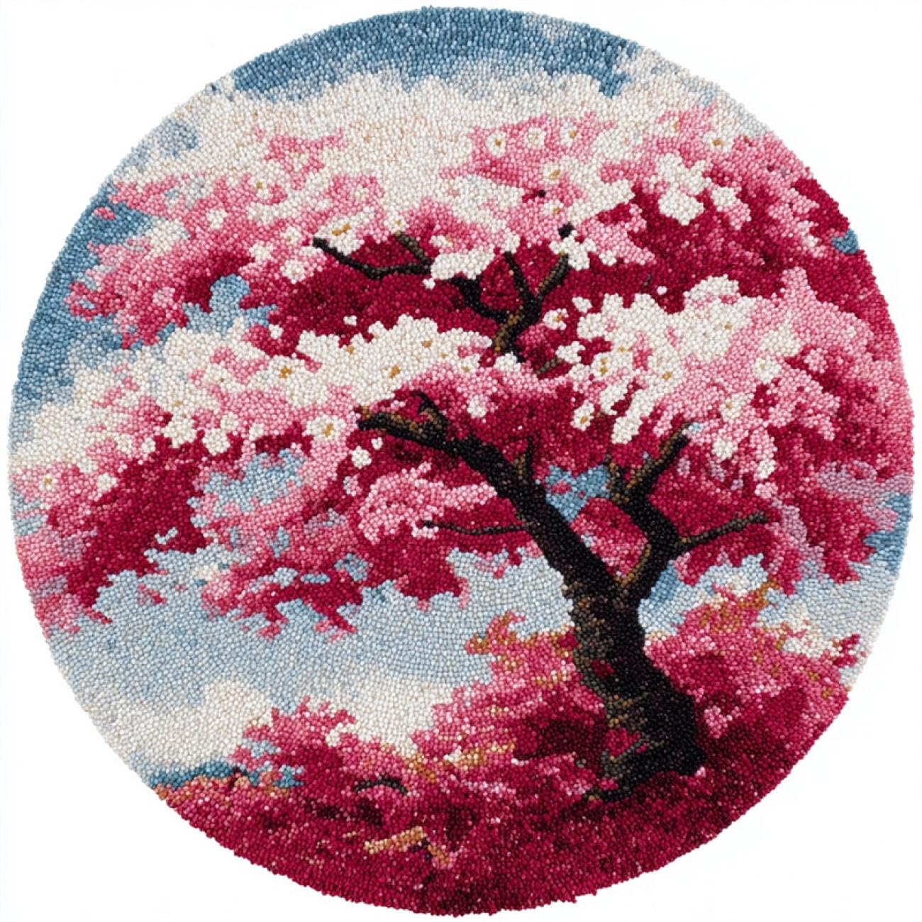 Kitquiver I Latch Hook Carpet Kits Pink Flowering Tree 80X80cm