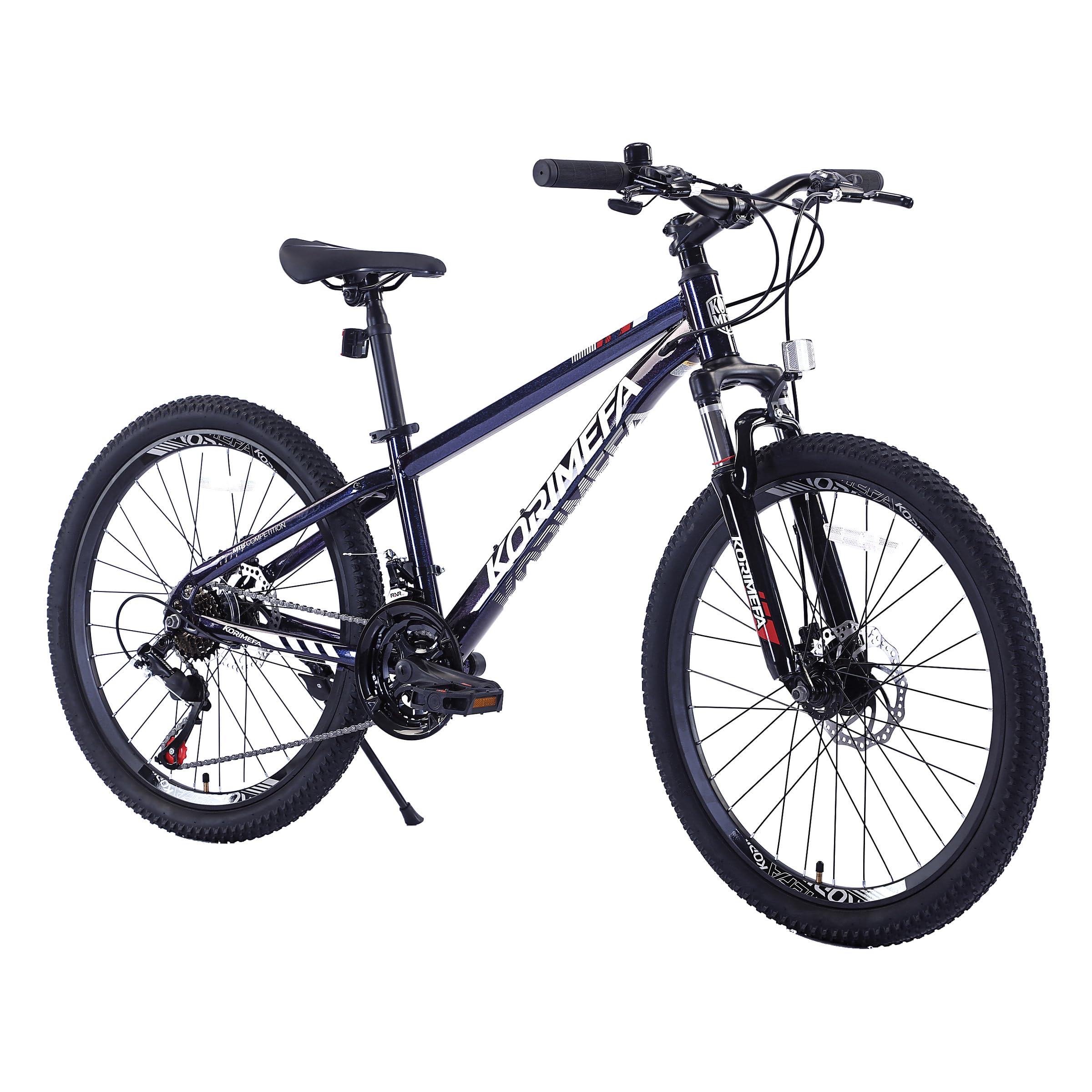 KORIMEFA 20 24 Inch Mountain Bike for Kids and Youth, 21 Speed | MTB Bicycle for Boys and Girls with Front Suspension, Dual Disc Brakes and 3×7 Drivetrain, 85% Pre-Assembled