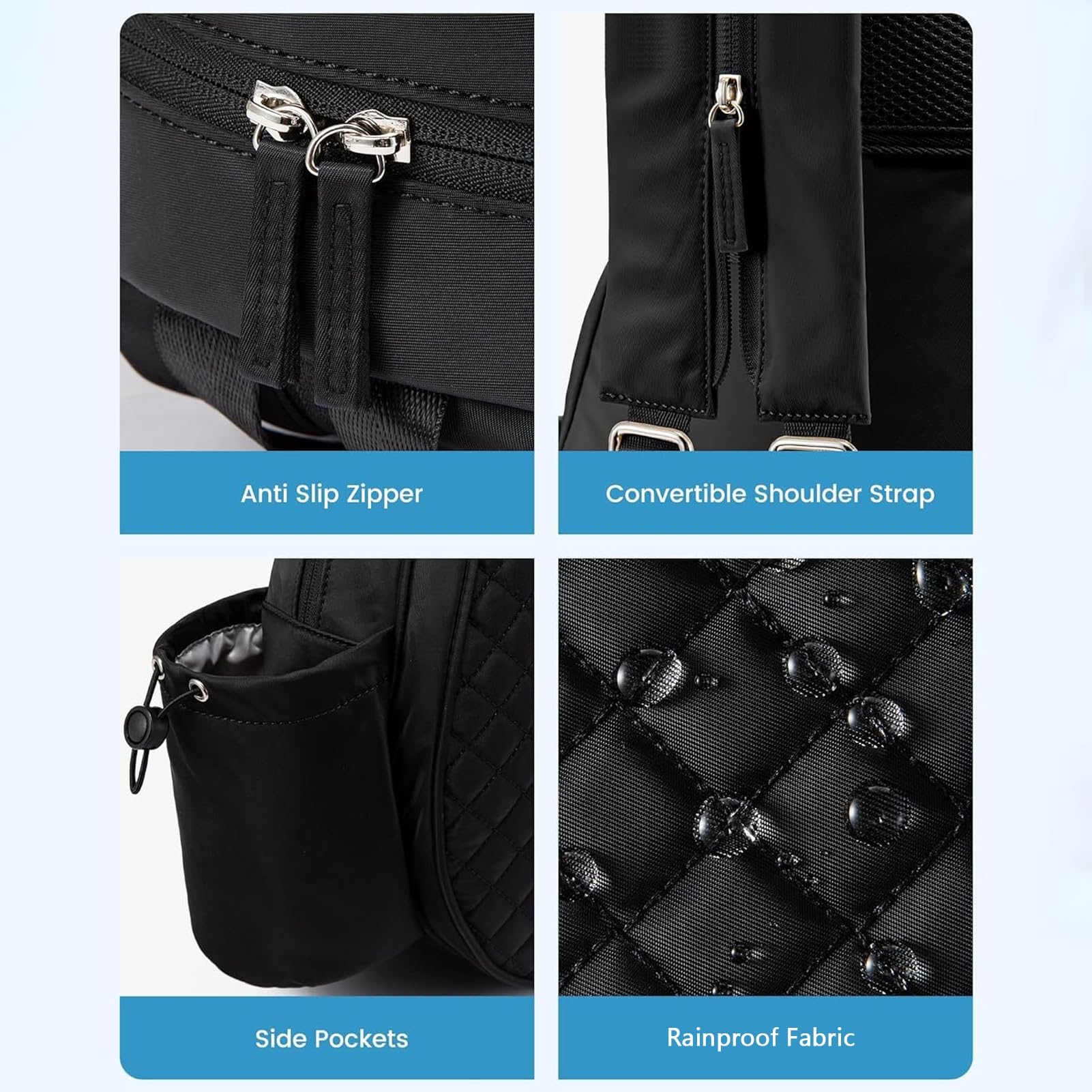 Borsa da Tennis con Scomparto Separato per la Racchetta Portabicchieri Grande Scomparto per Scarpe con Gancio Staccabile Zaino Multisport Donna Palestra da Viaggio (Nero)