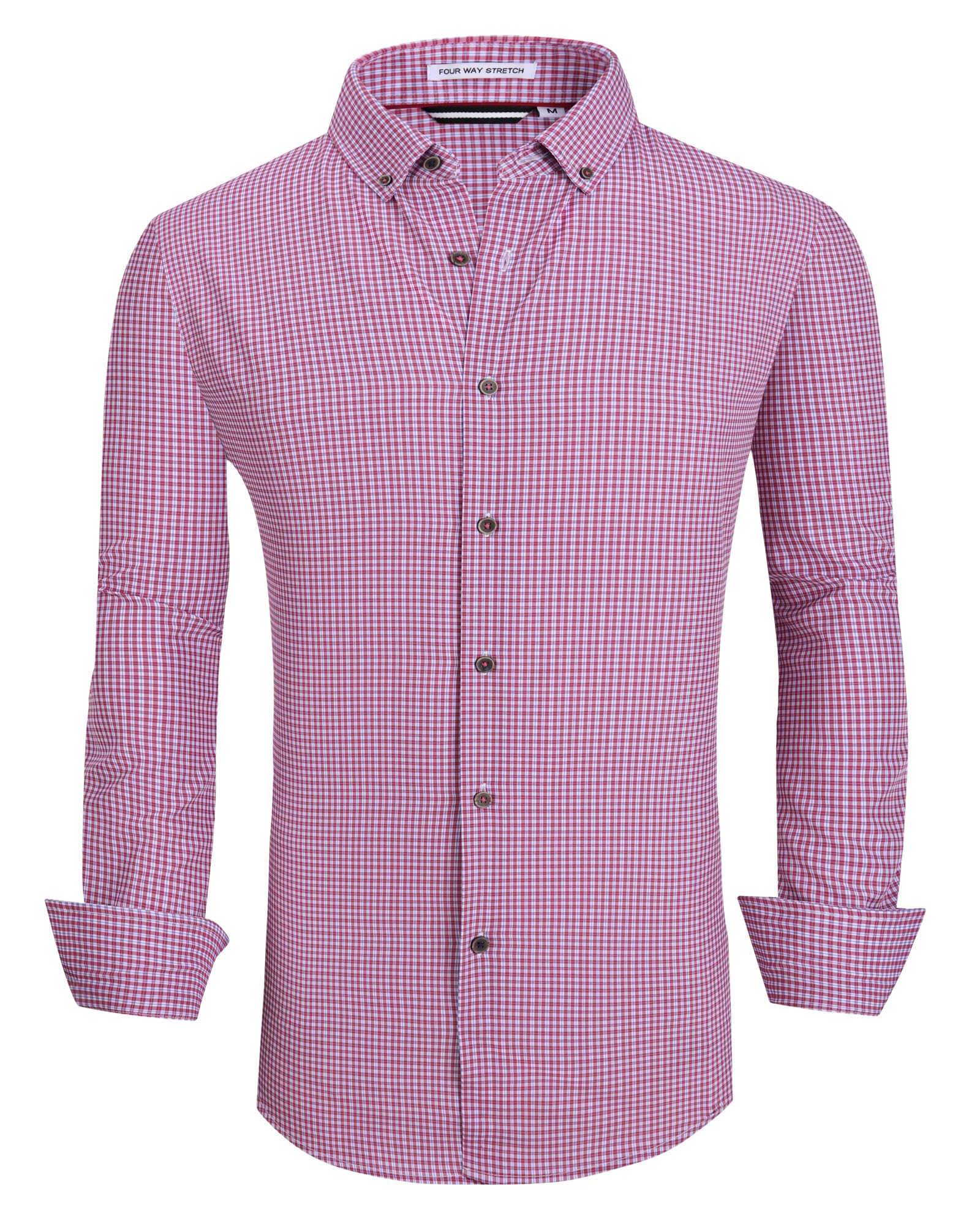 Alex VandoMens Button Down Shirts Wrinkle Free 4-Way Stretch Print Business Casual Shirt