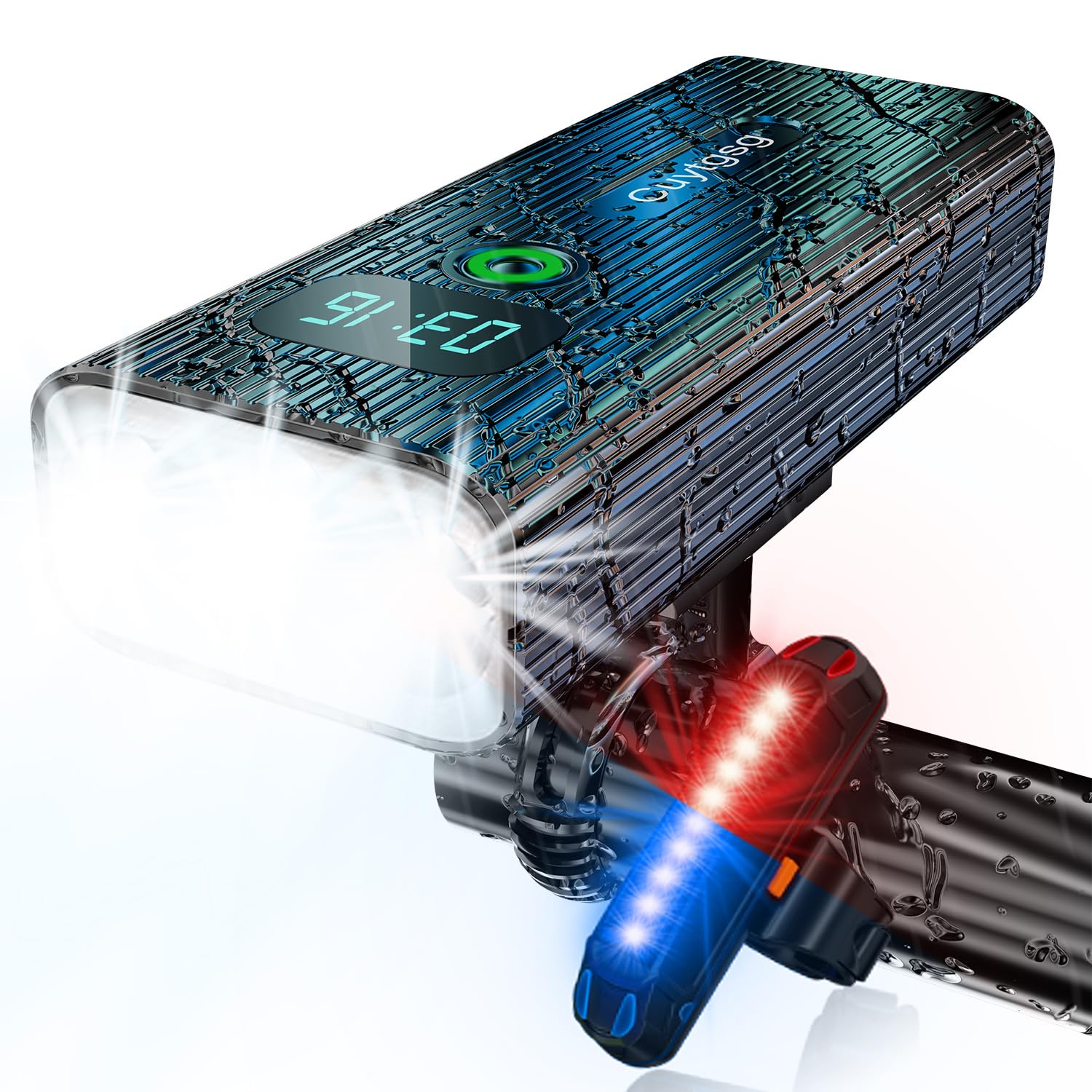 2026 New 5800 Lumen Bike Light,6 LED High Brightness Bicycle Light,Rechargeable 10 Mode Headlight Taillight, 360°Rotatable Brackt,Aluminum Waterproof