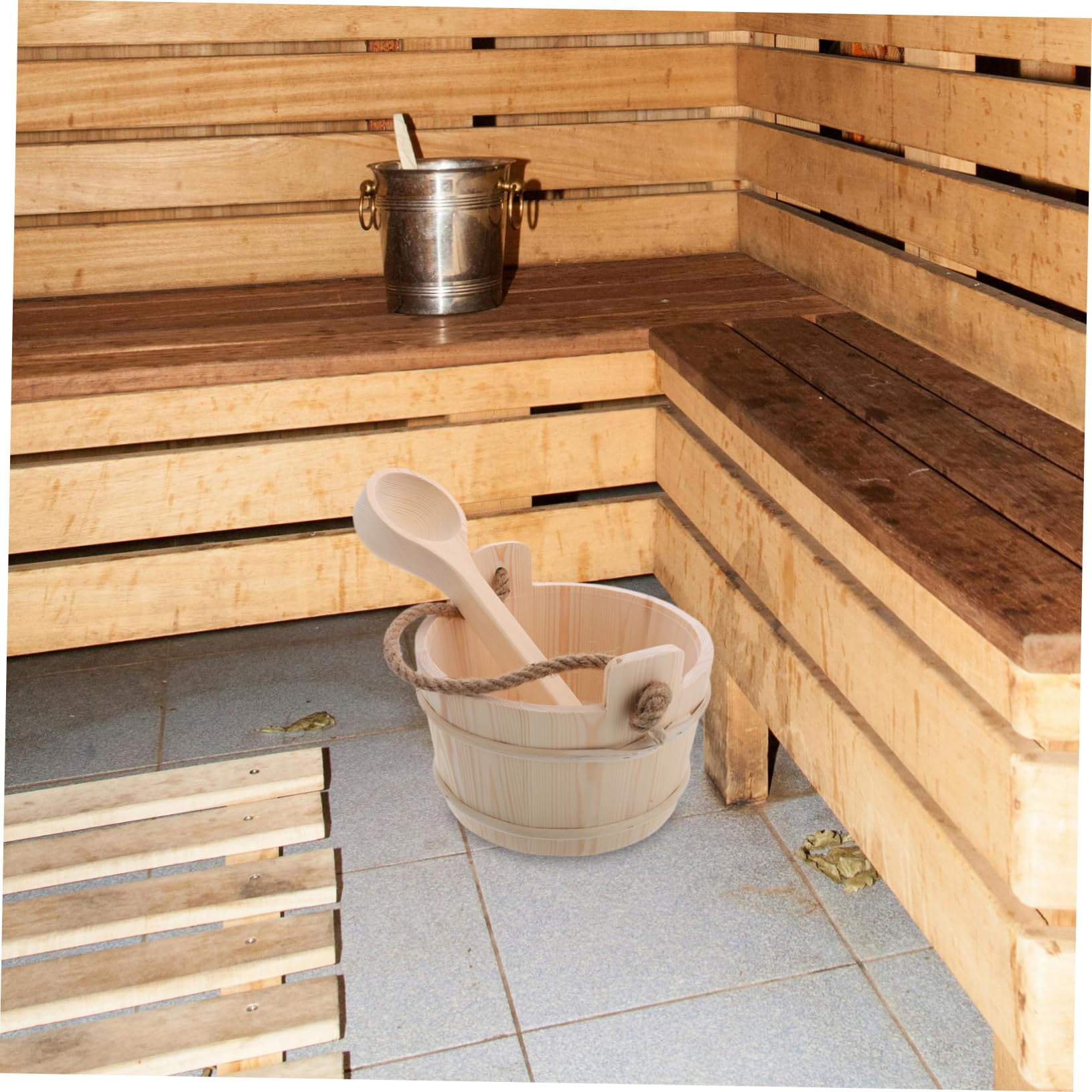 Cabilock Saunas De Interior Sala De Sauna Juego De Cubo Y Cucharón De Sauna Accesorio De Sauna De Vapor De Madera Suministros De Baño para Relajarse