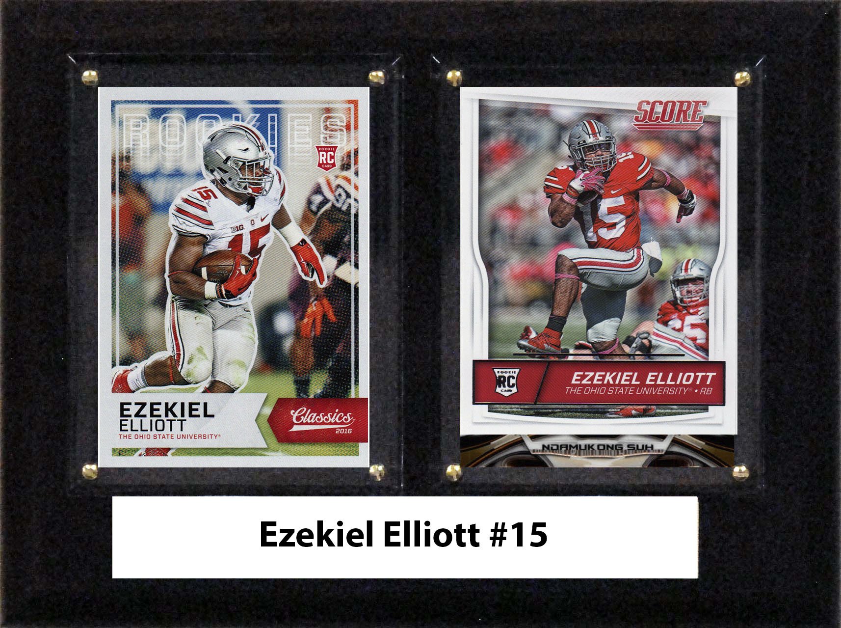 NCAA Ohio State Buckeyes Men's Ezekiel Elliott Two Card Plaque, Brown, 6
