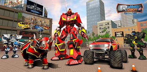 robô de rinoceronte vs monster truck