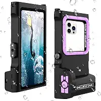 Capa de telefone profissional à prova d'água, conexão Bluetooth com controle de aplicativo, capa protetora subaquática de 15 m para foto e vídeo para iPhone, Samsung, LG, Huawei, etc. (preto e roxo)