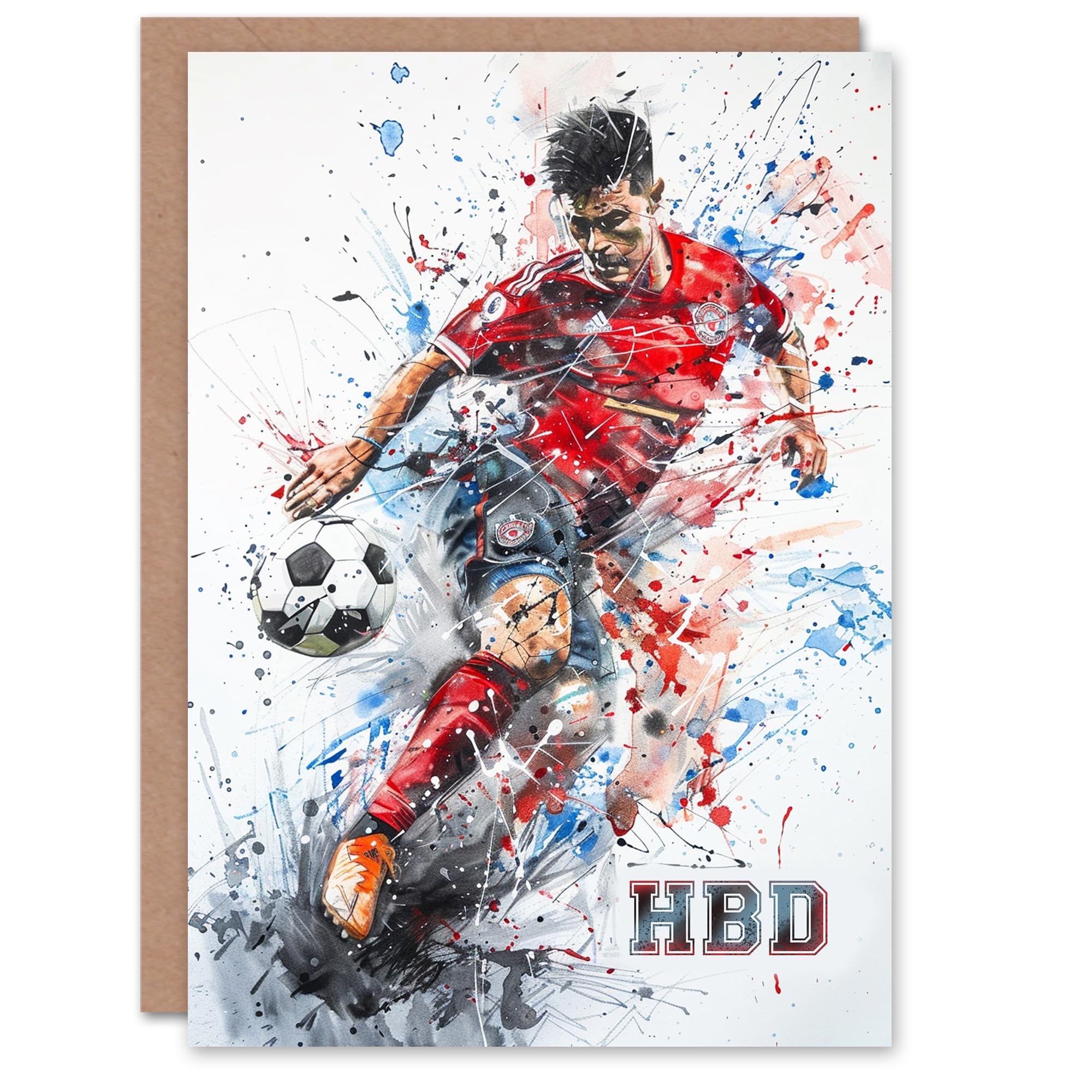 Artery8 Birthday Card Football Soccer Player HBD For Him Male Dad Brother Son Papa Grandad Greeting Card