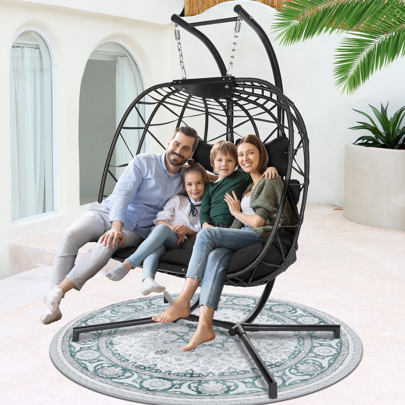 black egg swing chair