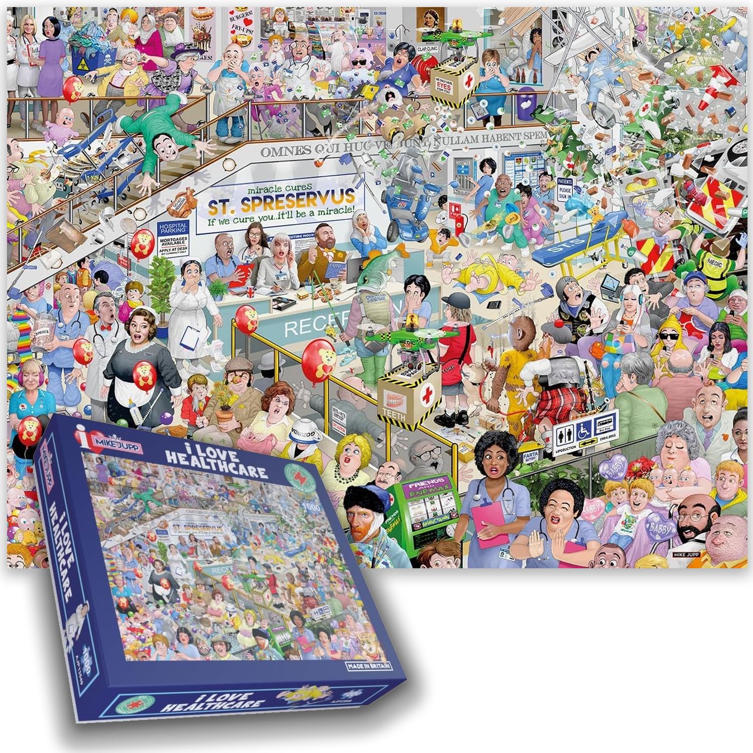 I Love Healthcare – A Hilariously Funny Chaotic 1000 Piece Jigsaw Puzzle by Mike Jupp For Adults Size 50 x 66 CM