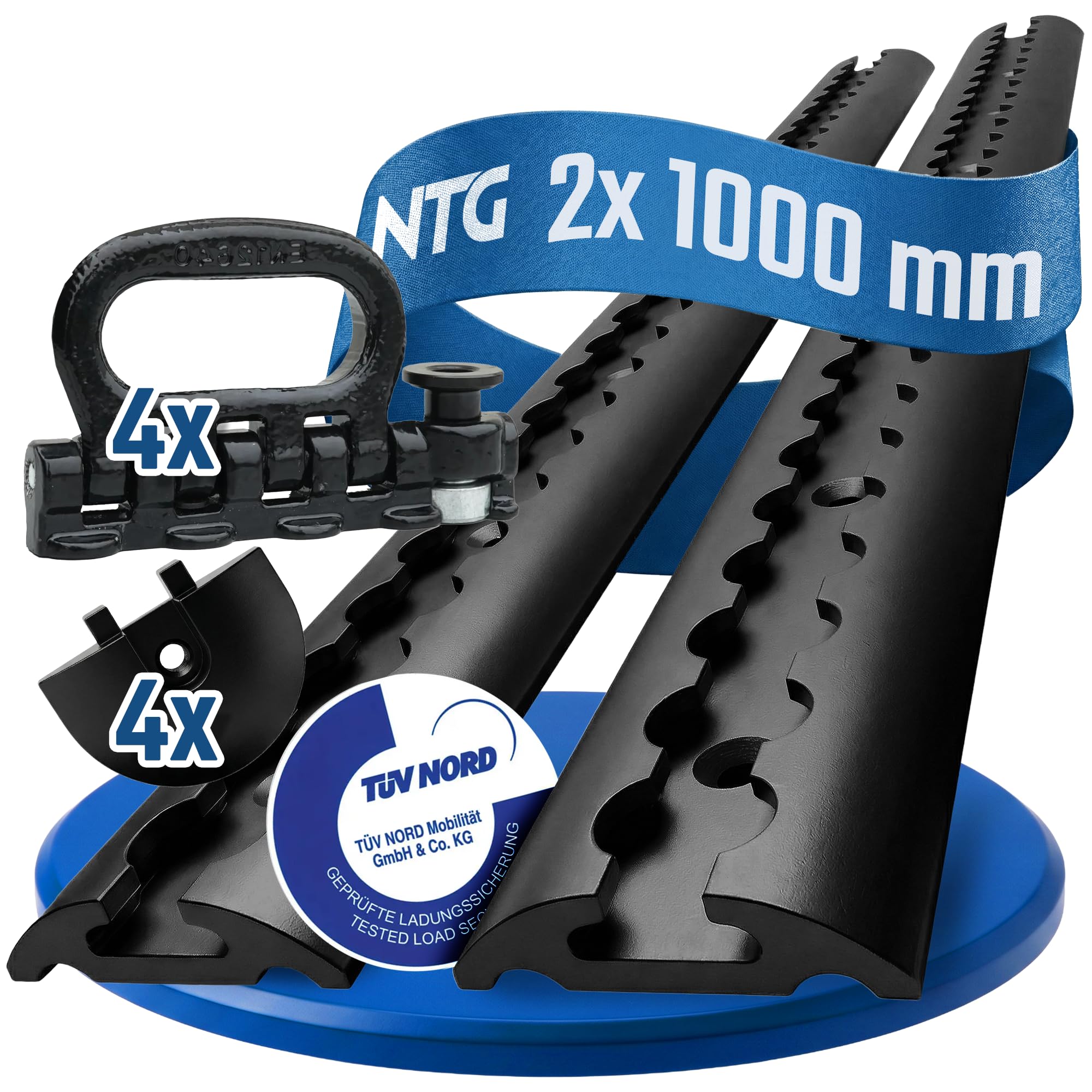 NTG Blackline Rail d'aviation en aluminium - Percé et anodisé noir - Forme semi-circulaire de 1 m - Rail d'avion semi-circulaire pour sécuriser la charge pour camions et camping-cars - Barre