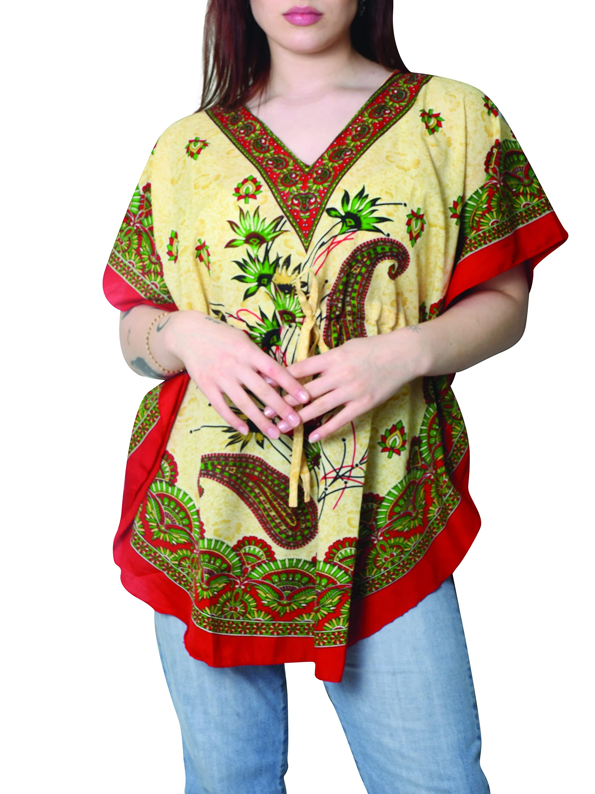 Love My FashionsKaftans Beach Cover Ups for Women UK Floral Short Summer Dress Casual Nightwear OneSize Loose Sundress Loungewear Overall Caftans for Resort Spa