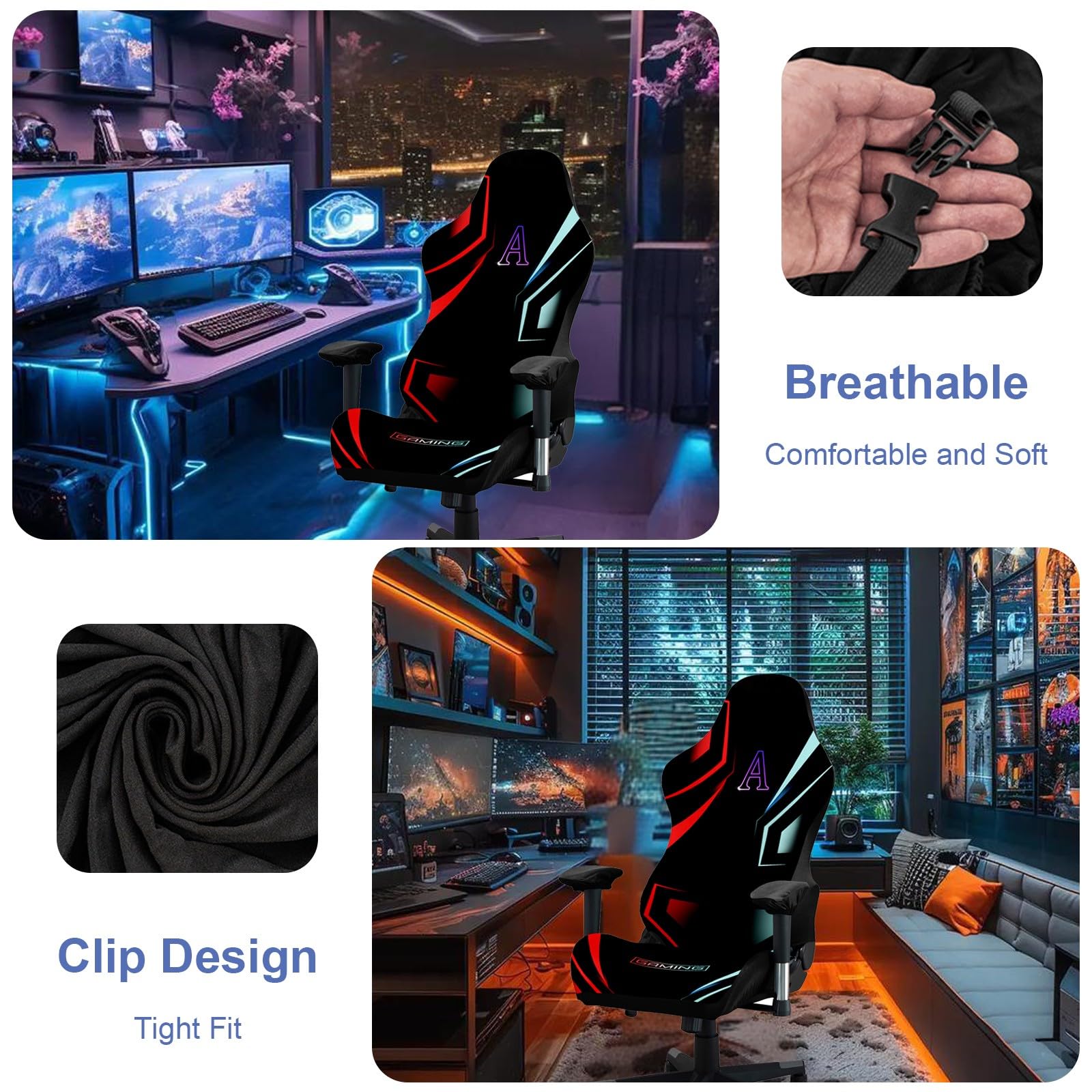 Fodera Elastica Per Sedia Da Gioco Con Stampa 3D – Morbida, Antiscivolo, Con Braccioli – Adatta A Sedie Gaming (Senza Sedia)