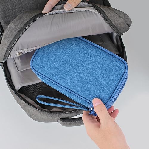 Miniatura 6 de Estuche organizador de electrónica para accesorios de viaje, cables y cables, bolsa de banco de energía (mediano, azul azul)