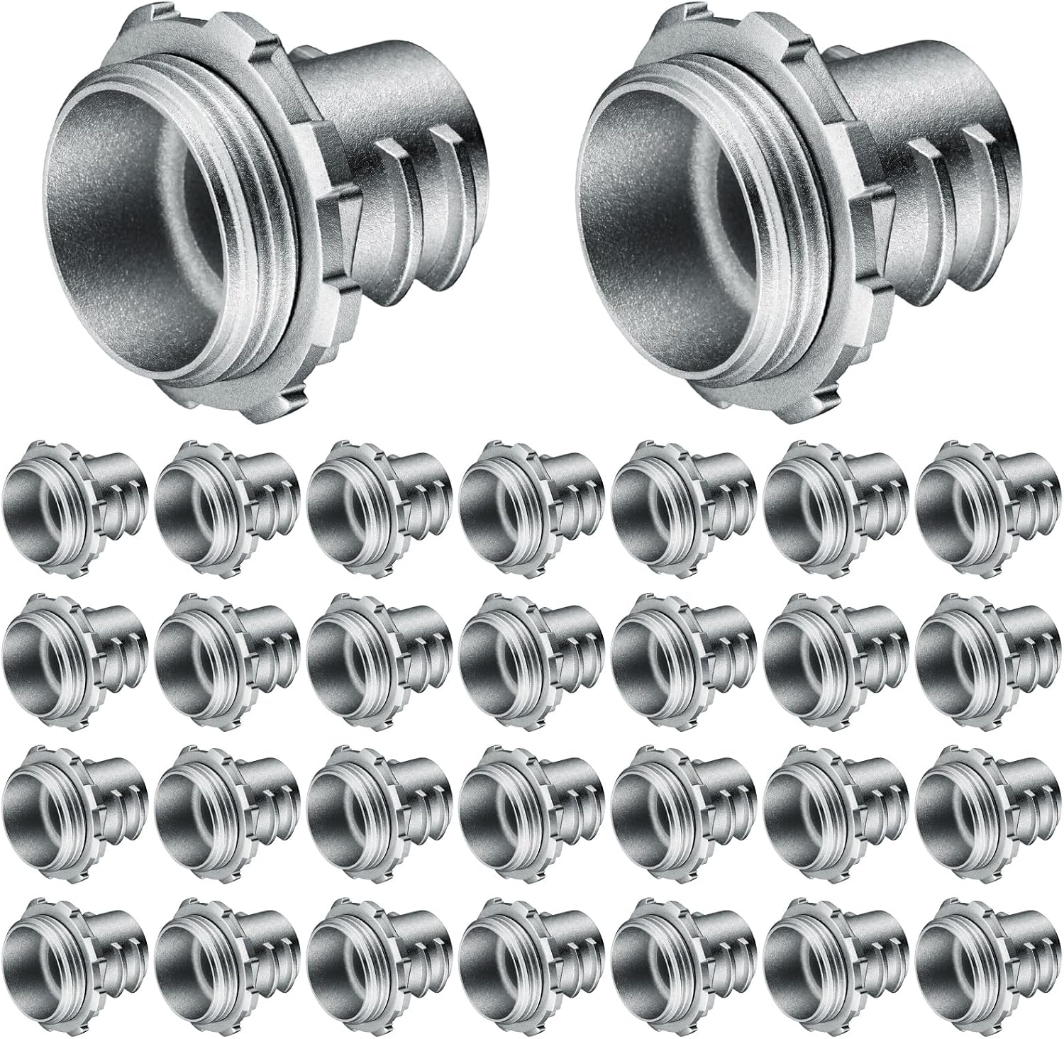 30 Pack 1-inch Flex Screw-in Connector, Screw-in Connector Conduit Fitting, Galvanized Steel, Threaded Connections, Connect Flexible Metal Conduits to Metal/ Steel Junction Boxes