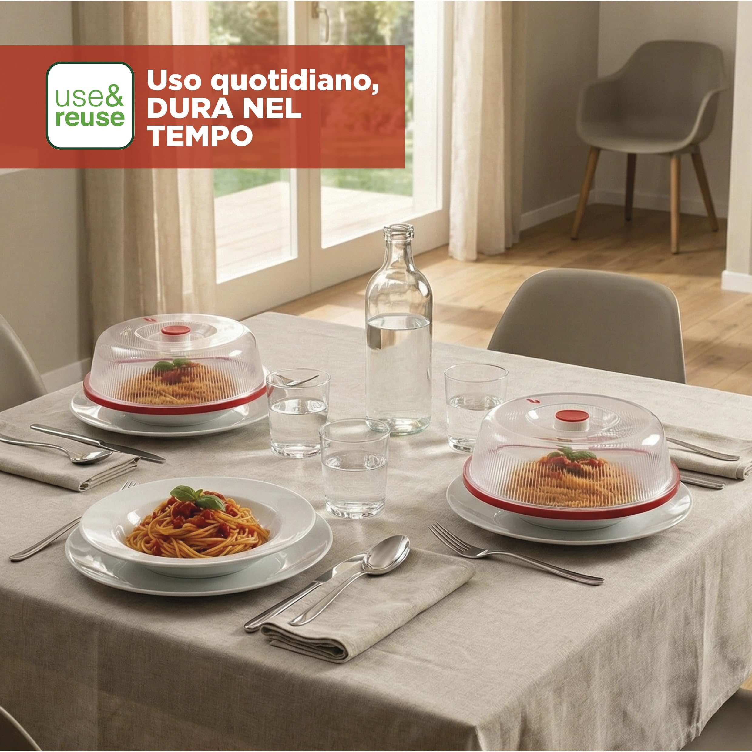 Snips Campana Microonde 26,2 cm, Coperchio Microonde Paraschizzi e Coprivivande, con Fori per il Vapore, Pomello Salvaspazio e Guarnizione in Gomma, Lavabile in Lavastoviglie, Made in Italy