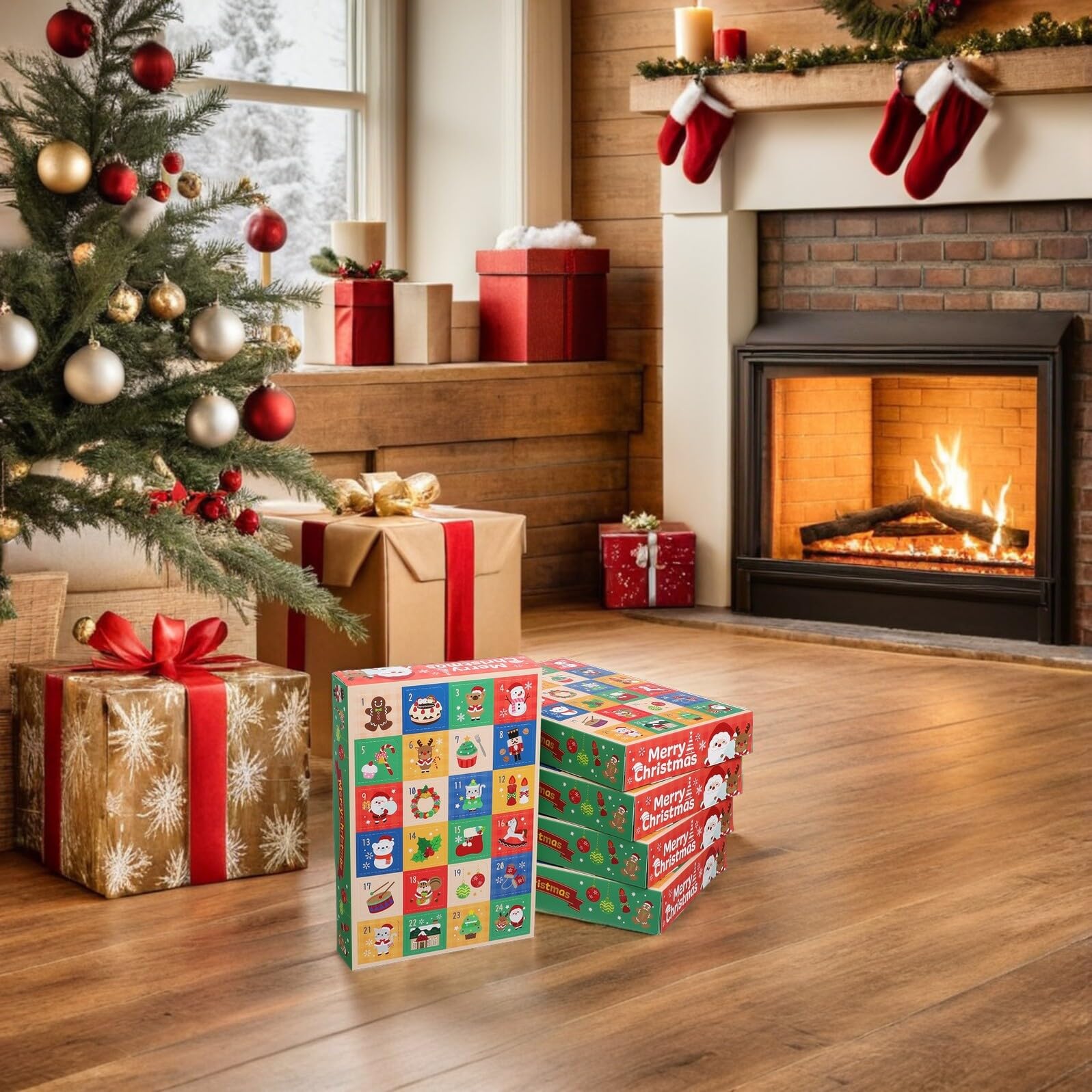 TOPBATHY 15piezas Caja de Regresiva Navideña Días Unidades Cajas de Papel para Calendario de Adviento Navideño DIY Hacer Dulces y Decoraciones Navideñas