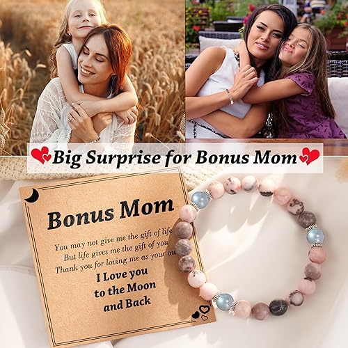 Miniatura 9 de Tarsus Natural Stone Bracelet for MomGrandmaSisterAuntBonus Mom, Moonstone Beads Handmade Bracelet Christmas Birthday Gifts for Women