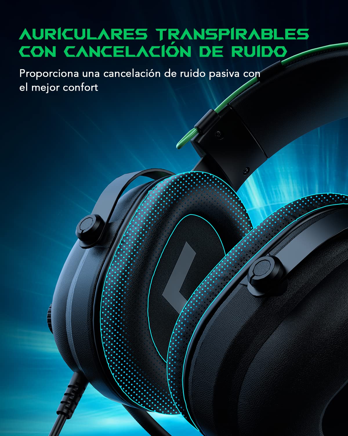 Black Shark Cascos Gaming con Cardioide Cancelación Ruido, Auriculares Gaming para PC, PS4, PS5, Xbox, Switch, Controladores Dinámicos de 50 mm, Over-Ear Cascos con microfono y Luz LED