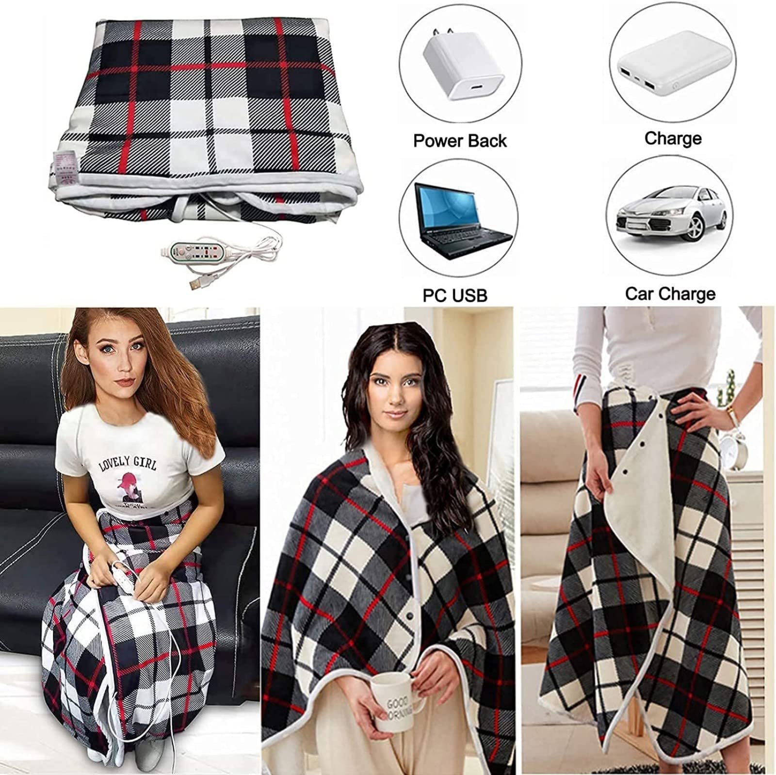 Châle Chauffant Portable Portable Couverture Chauffante USB 5V USB