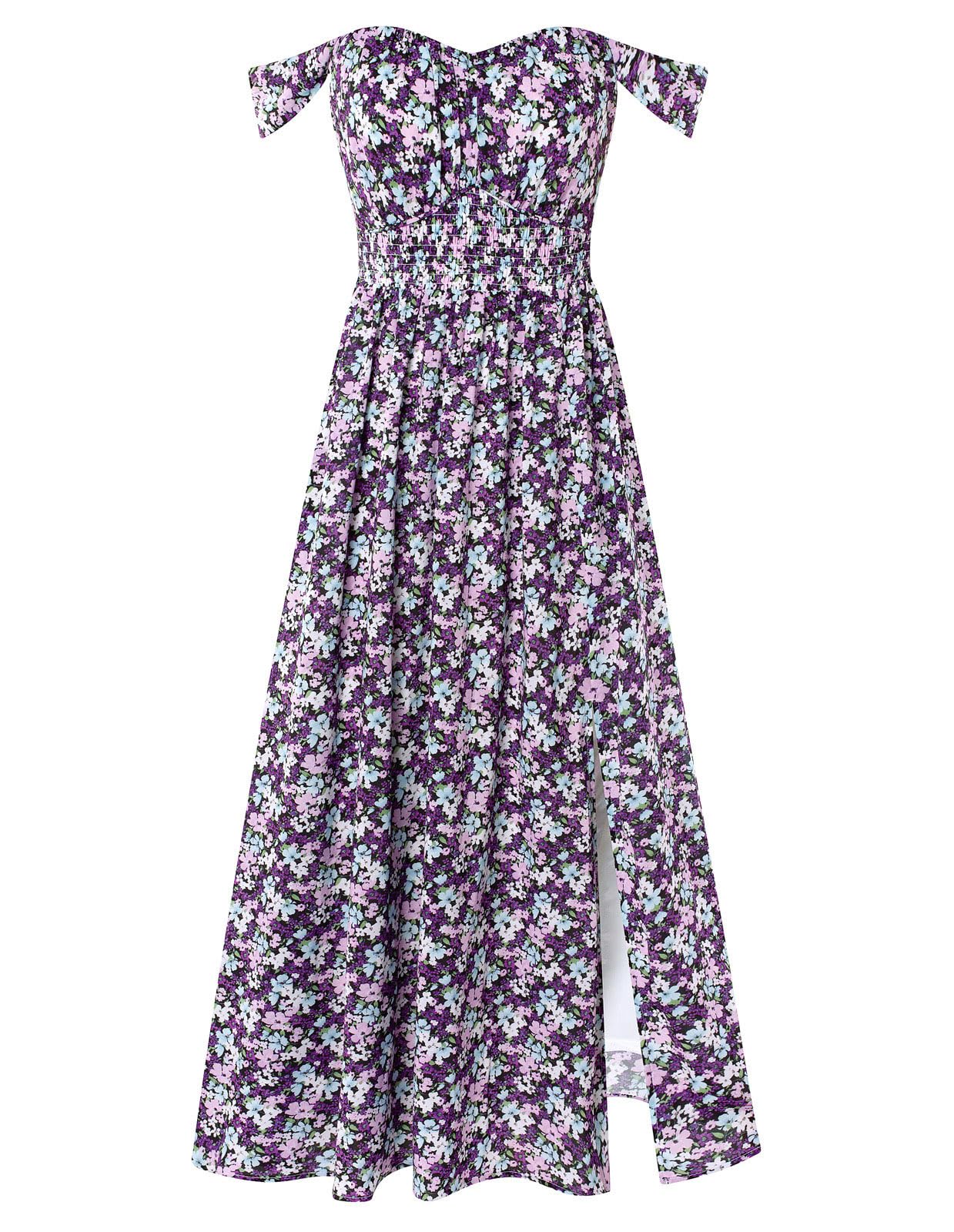 GRACE KARIN 2026 Women's Summer Floral Wedding Guest Dress,Beach Flowy A Line Maxi Off Shoulder Bridesmaid Dresses