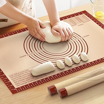 Non Stick 26x16 Dough Rolling Silicone Pastry Mat, Food-grade Reusable Nonslip Baking Mat Fondant Counter Oven Mat Sheet for Making Cookies Macarons Bread