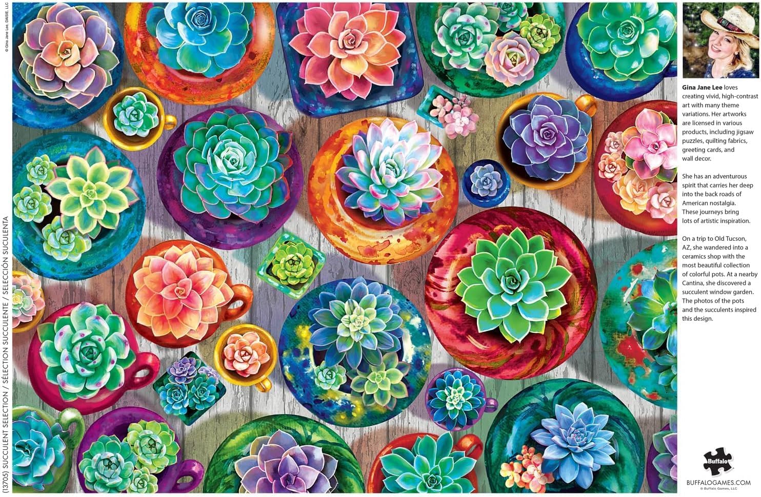 Buffalo Games - Gina Jane Lee - Succulent Selection - 1000 Piece Jigsaw Puzzle for Adults -Challenging Puzzle Perfect for Game Nights - Finished Size is 26.75 x 19.75