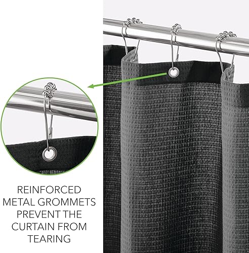 Miniatura 7 de mDesign - Cortina de ducha de tela con tejido de gofre