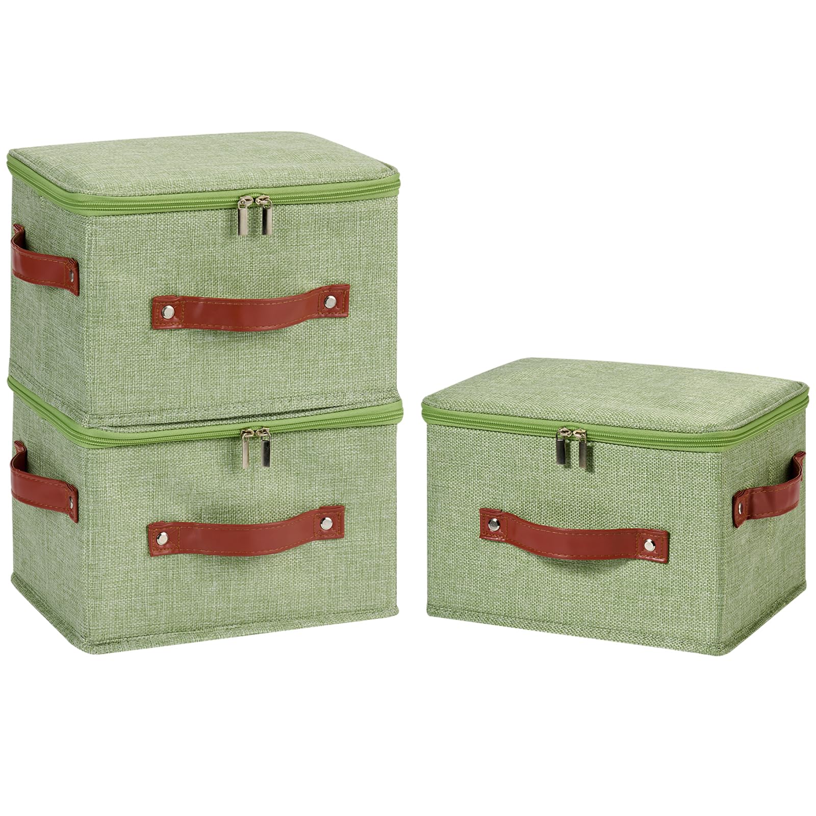 3PCS Storage Bins Boxes with Zippered Lid Decorative Baskets
