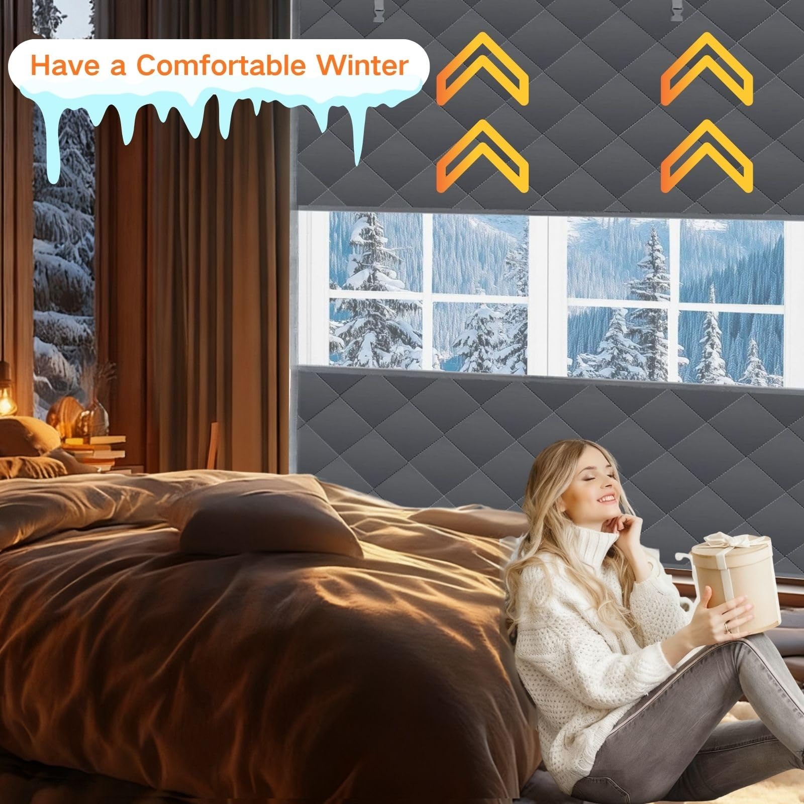 Rideau Thermique Isolant Anti Froid en d'hiver Pas de Perçage Nécessaire Rideau occultant 120X180cm Thermiques isolants Anti Froid Convient pour la Cuisine(39x98in/100x250cm)
