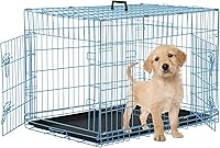 Vista 7 de Jaulas de 24 pulgadas para perros pequeños, 20 libras, jaula plegable para mascotas con bandeja de panel divisor, jaula de doble puerta