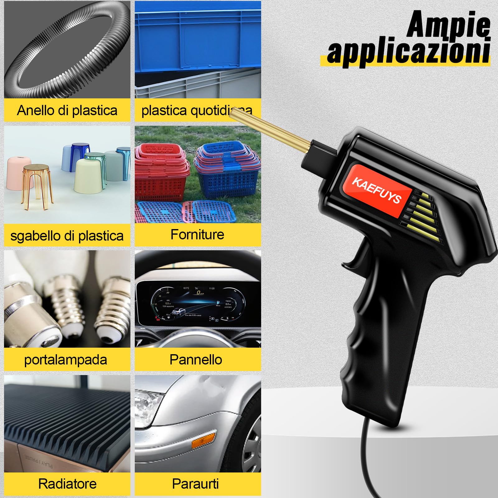 KAEFUYS Saldatrice per Plastica 170W 220V Plastica Saldatrice Kit con 805 Pezzi Chiodi per Saldatura e 7 Forme Diverse Saldatrice Plastica per Riparazione Auto Paraurti Auto Ricambi