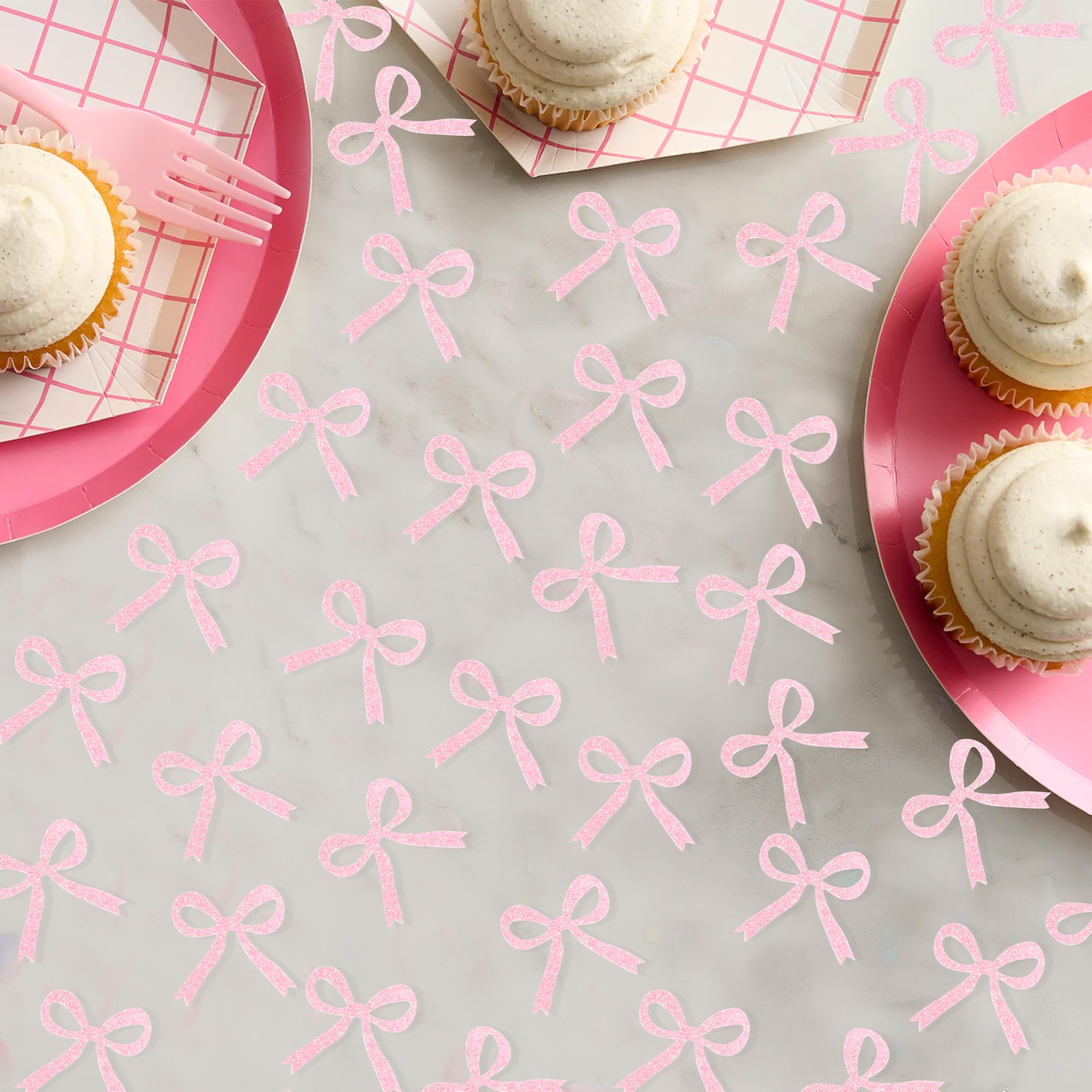 Bow Birthday Cupcake Toppers - Pink Bow Theme, Bridal Shower, Bachelorette, Girls Party Decorations (She's Tying The Knot)
