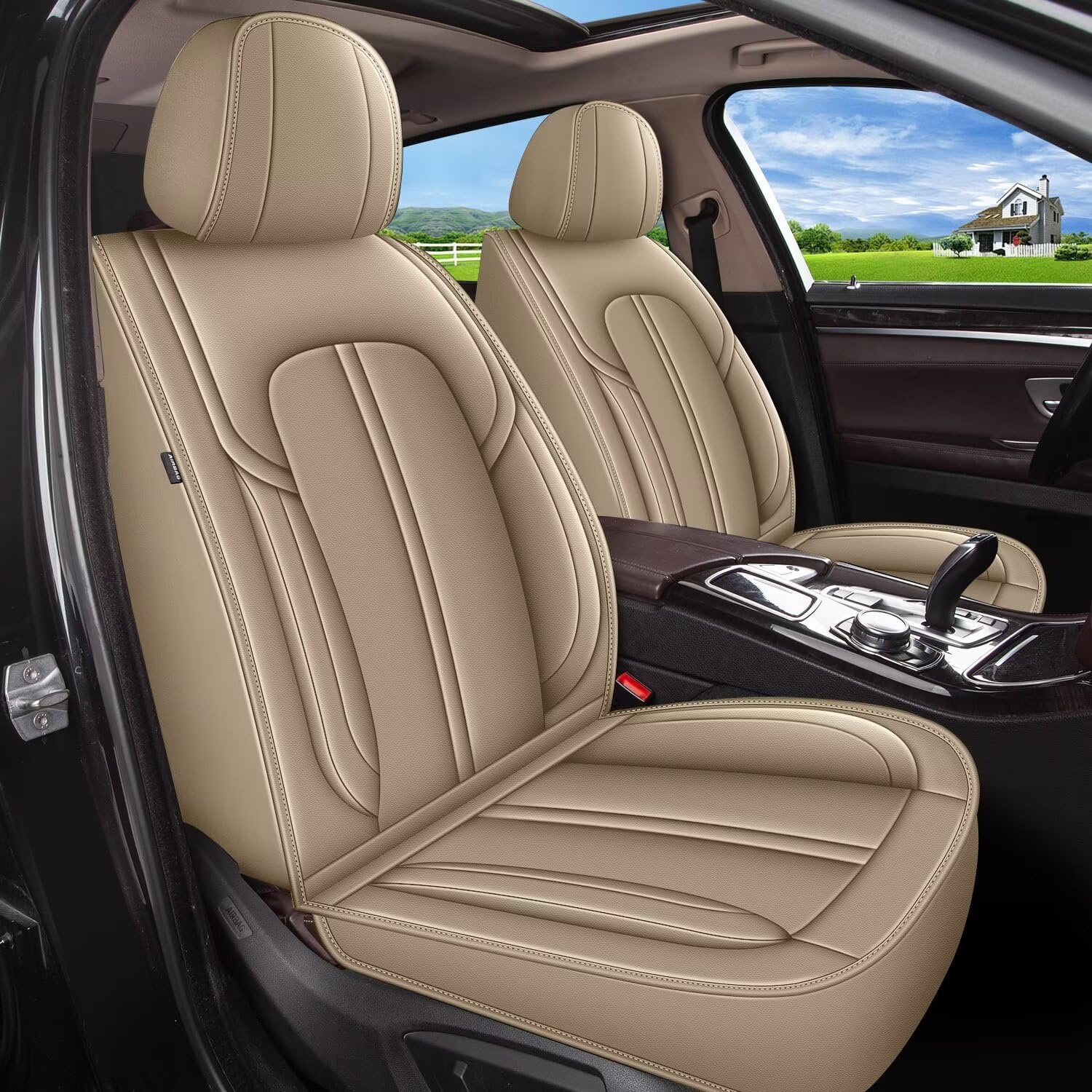 DISUTOGO Car Seat Covers Full Set Fit for Chevrolet/Chevy Silverado 2007-2024 2025: Waterproof Faux Leather Seat Cover Automotive Seat Cushion