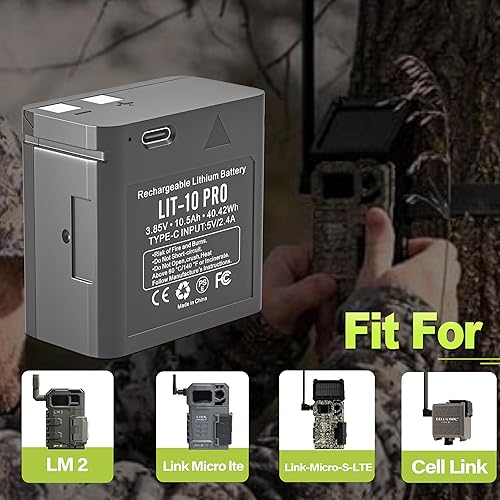 Miniatura 2 de Batería LIT-10 de repuesto para cámara celular SPYPOINT, batería recargable de litio Lit-10 Pro de 10500 mAh, compatible con SpyPoint LINK MICRO