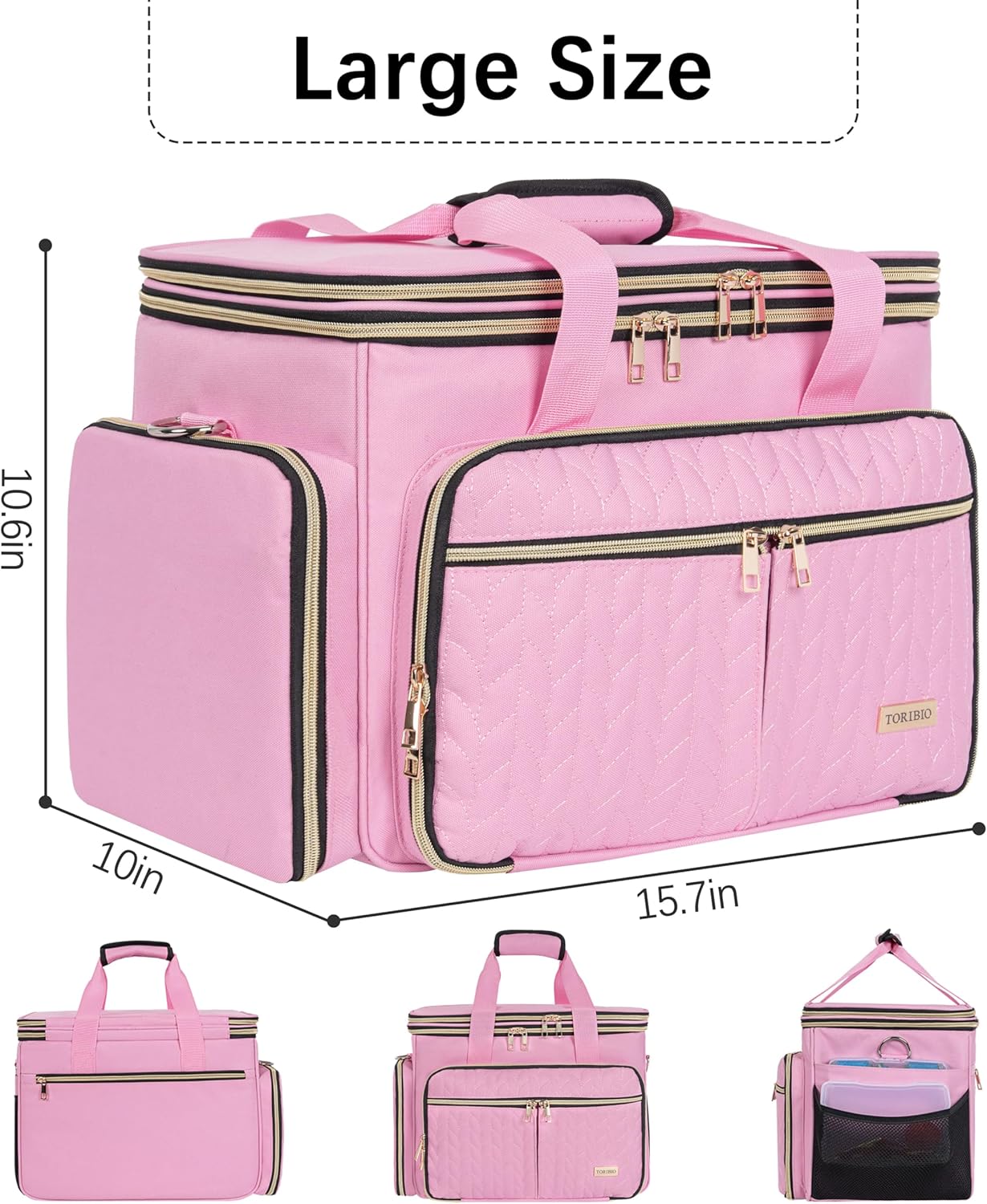 TORIBIO Large Knitting Bag Yarn Storage Organizer,Portable Crochet Tote Bag,Yarn Bags for Crocheting On The Go for Knitting Needles, Crochet Hooks, Knitting Accessories, Unfinished Project