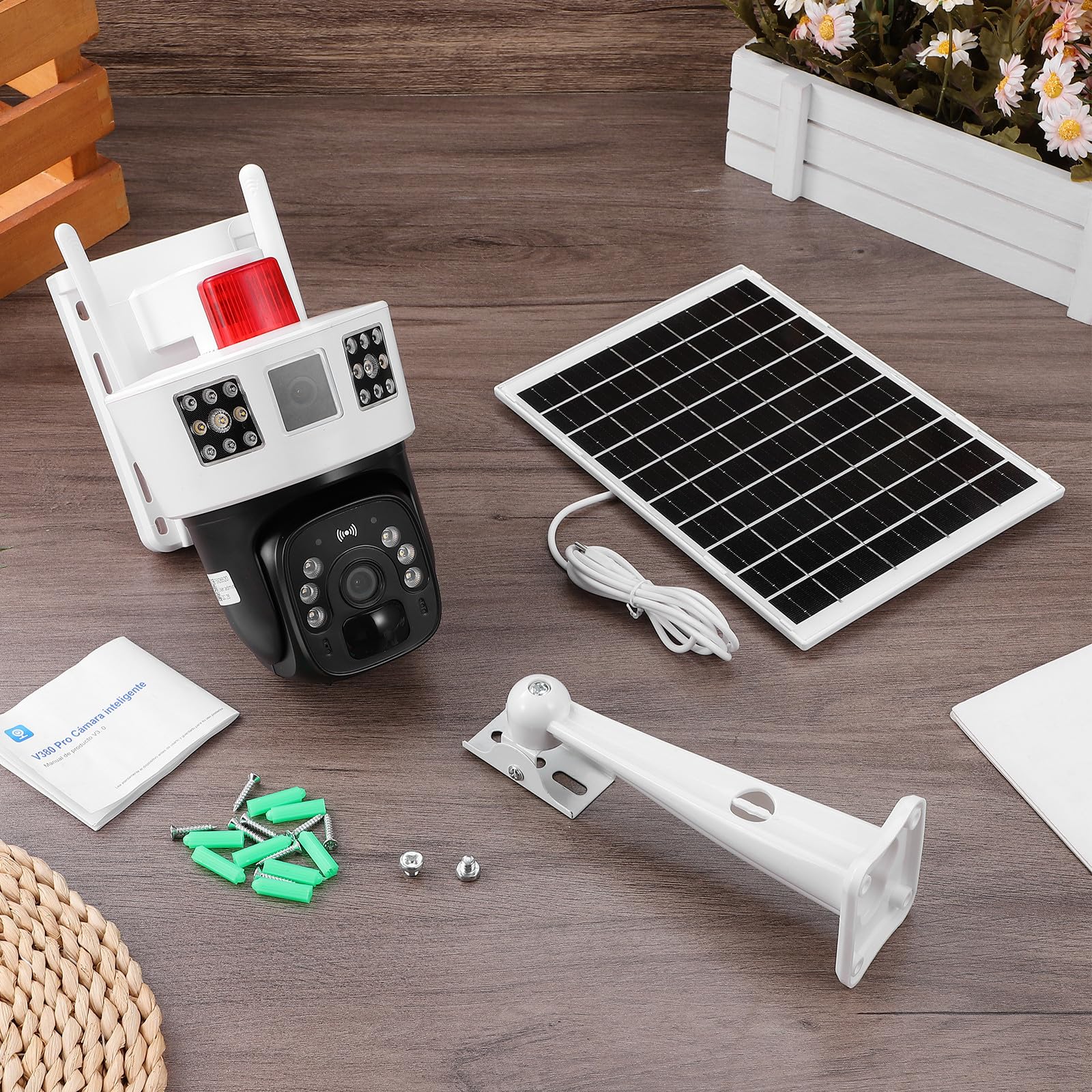 OUNONA Caméra de Sécurité Extérieure Panoramique Rotative WiFi Solaire