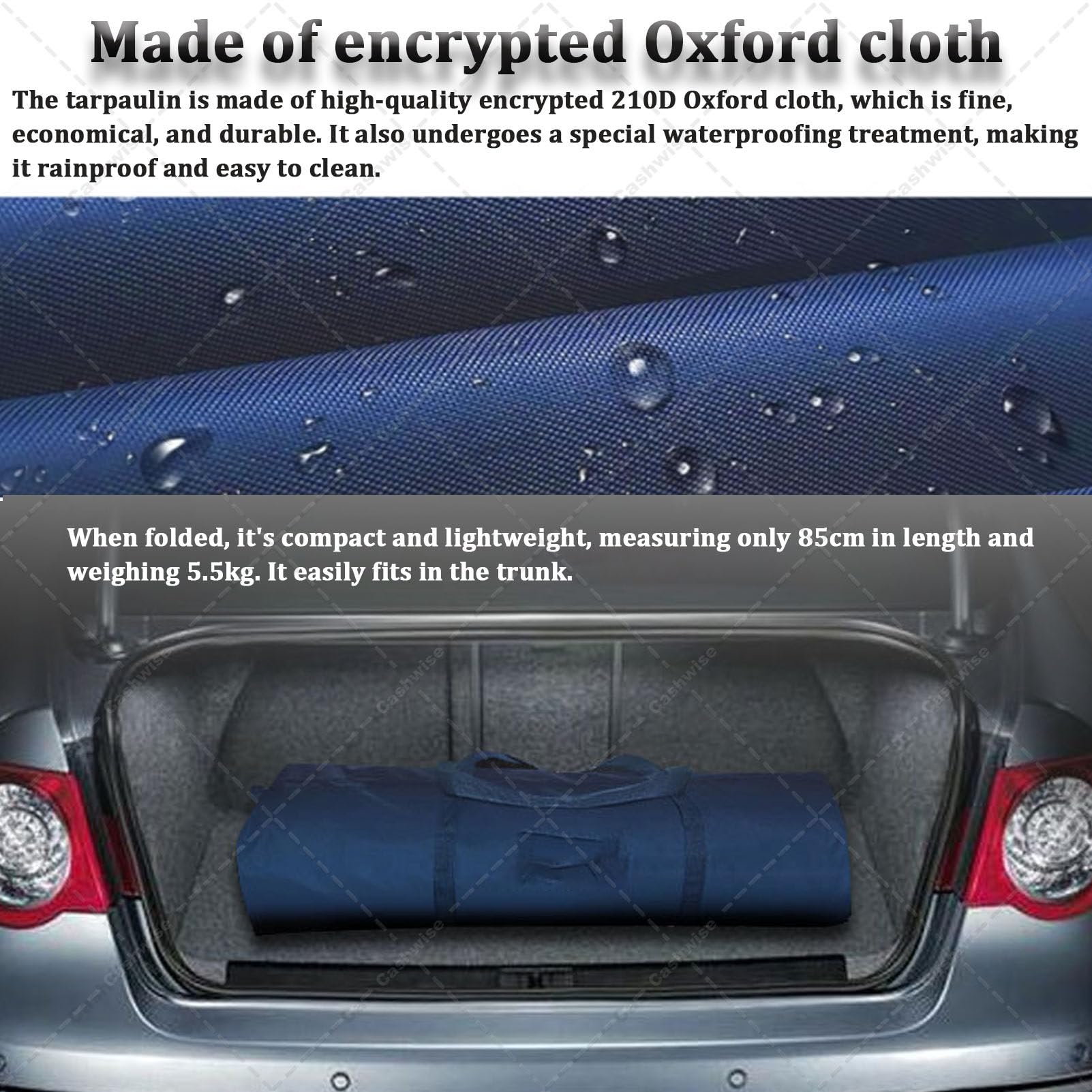 Copertura per tenda automatica per auto, telecomando per auto, impermeabile, in tessuto Oxford, ombrello per esterni, riparo pieghevole antifurto, blu 5,2 m