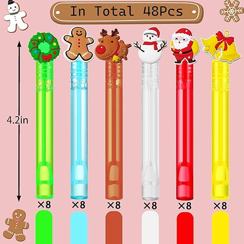 Miniatura 2 de 48 varitas de burbujas de Navidad para niños, recuerdos de fiesta de Navidad, decoraciones de fiesta de cumpleaños de Navidad, rellenos de bolsas de