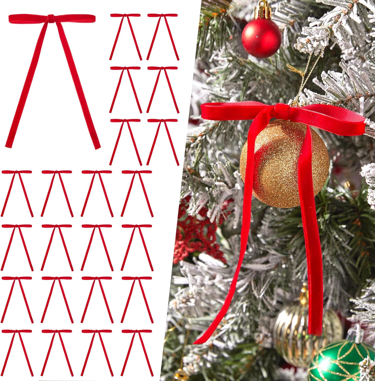 Brightown Velvet Bows For Christmas tree - 30 Pcs, 5 x 7 Inch,Christmas Decorations Rustic Crafts Gift Bows, Home Wedding Decoration (Red)