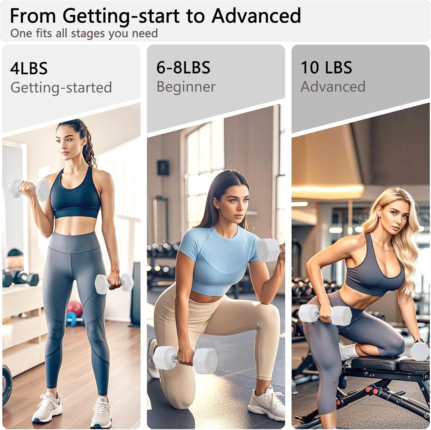 Adjustable Dumbbell Set of 2 Total 20 Lbs 4-in-1 Each 4lb 6lb 8lb 10lb 1s-Adjust Dual-Stable Free Weights for Women Men Home Gym Outdoor Workouts
