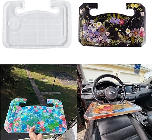Moldes de resina para volante, de resina epoxi para manualidades, montaje en mesa de coche, bandeja de volante, escritorio para computadora portátil