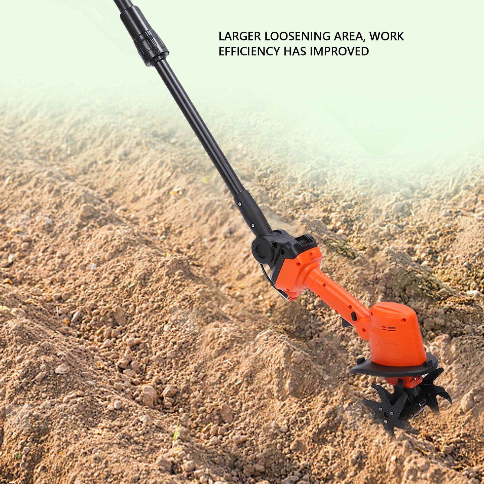 Garosa -Mini-Bodenhacke, Leistungsstarke Bodenbearbeitungsleistung, 4 Zinken aus Manganstahl, 1,5-Ah-, 10 cm Tiefe, für Gartenarbeit, Bodenlockerung, Jäten, Grabenaushub (EU-Stecker)