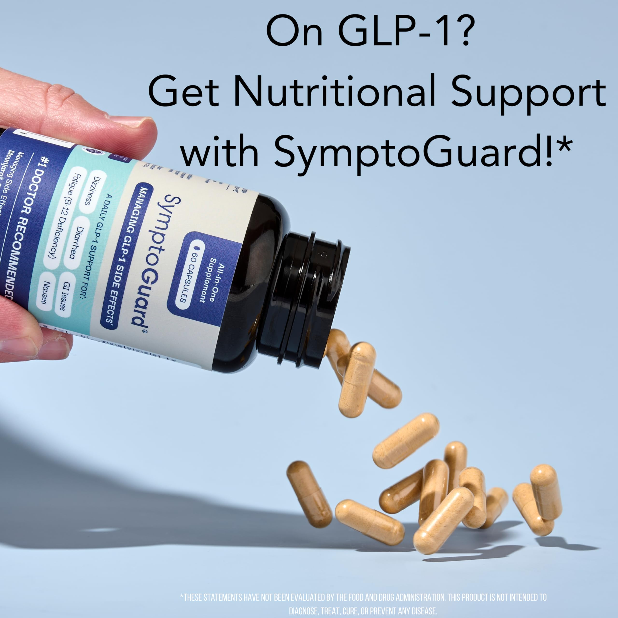 Amazon.com: SymptoGuard Natural GLP-1 Supplement Support Vitamin for  Digestive Comfort and Energy Levels with Pre and Probiotics, Vitamin  D3/B12, Chromium and Ginger Root – 60 Capsules (30 Day Supply) : Health &  Household
