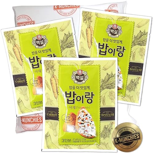 Miniatura 1 de K-Munchies CJ Beksul Furikake Condimento  3 paquetes x 085 onzas de condimento para arroz  Condimento de sésamo y Nori Furikake  Sushi Onigiri