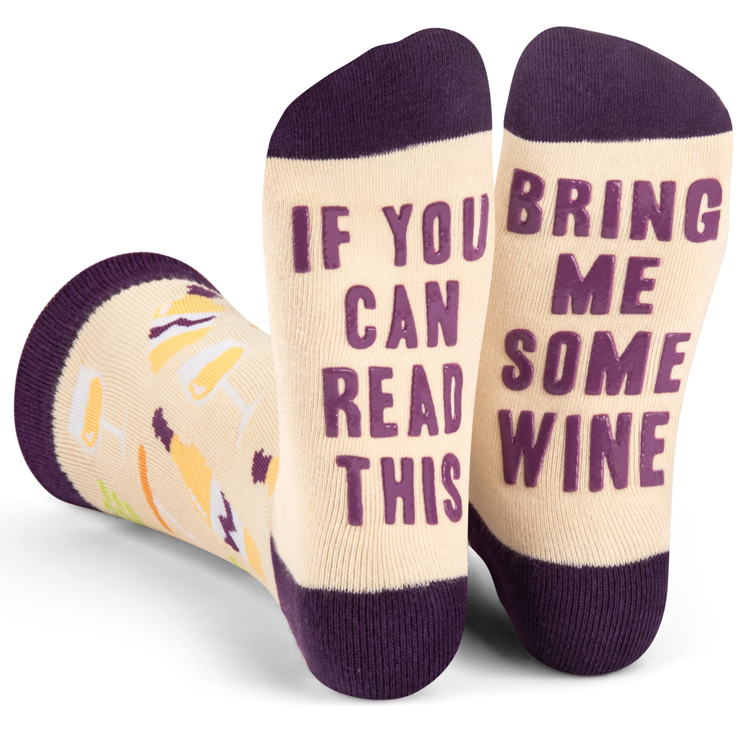Lavley If You Can Read This Bring Me Some Wine Socks - Funny Gift for Wine Lovers Unisex for Women and Men