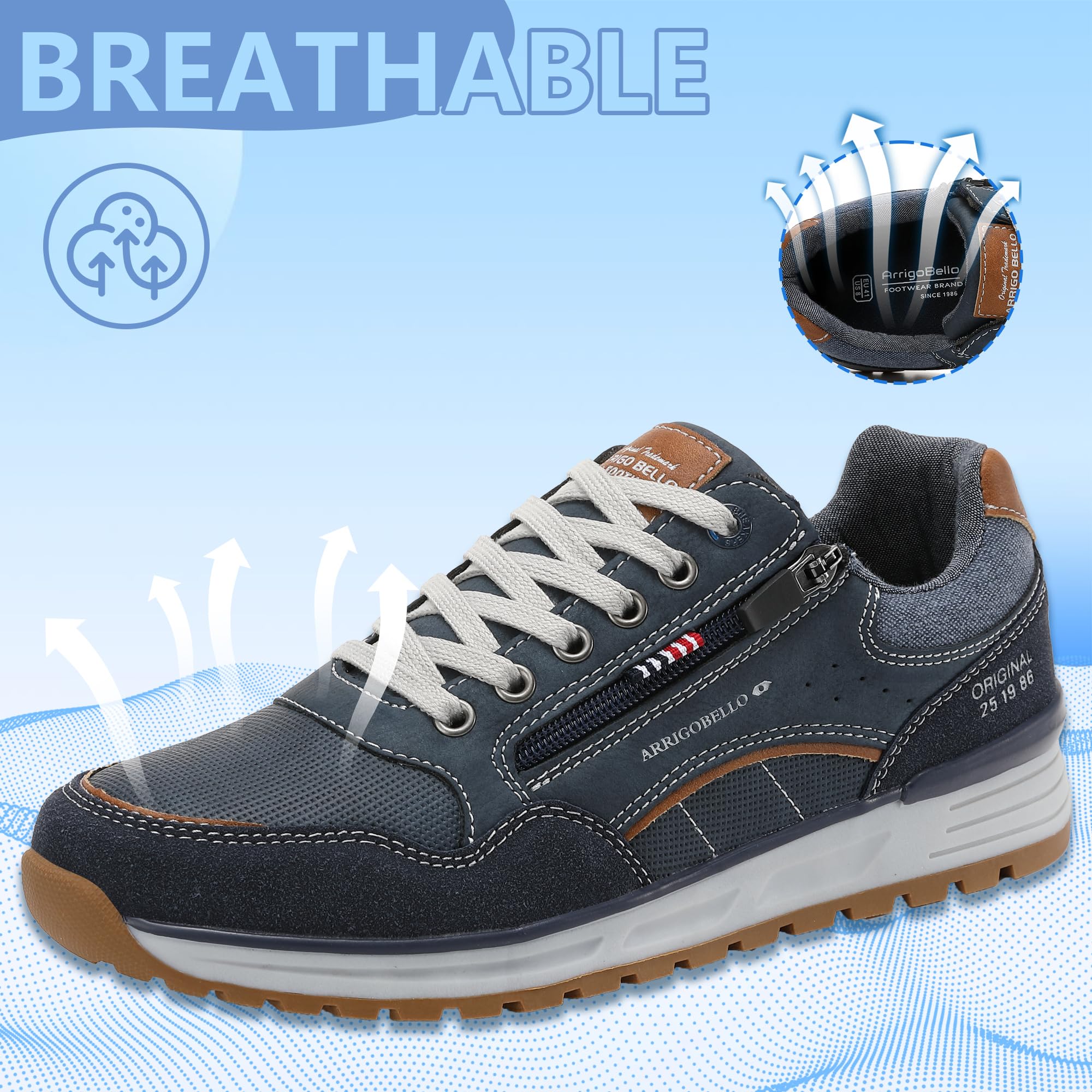 ARRIGO BELLO Herren Sneakers Freizeitschuhe Schuhe Wanderschuhe Laufschuhe Wanderschuhe Laufschuhe Leichtgewicht Outdoor Gemütlich Größe 41-46