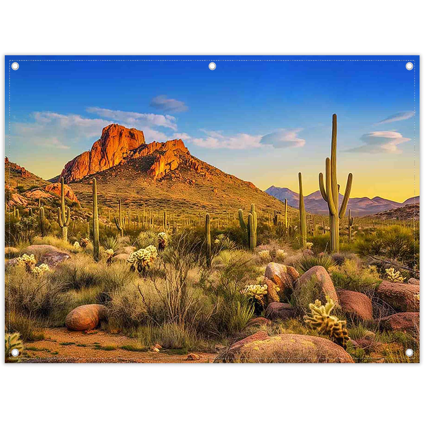 ZTHMOE Fabric 8x6ft Desert Photography Backdrop Cactus Plants Rock Mountains Park Nature Scene Background Western Cowboy Party Decorations Photo Booth