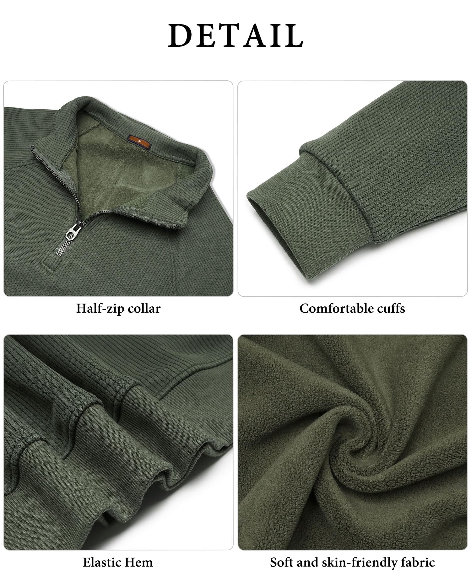 VEVESMUNDO Jersey para hombre, cuello alto, forro cálido, sudadera de punto, jersey de invierno, cuello alto con cremallera en cuartos
