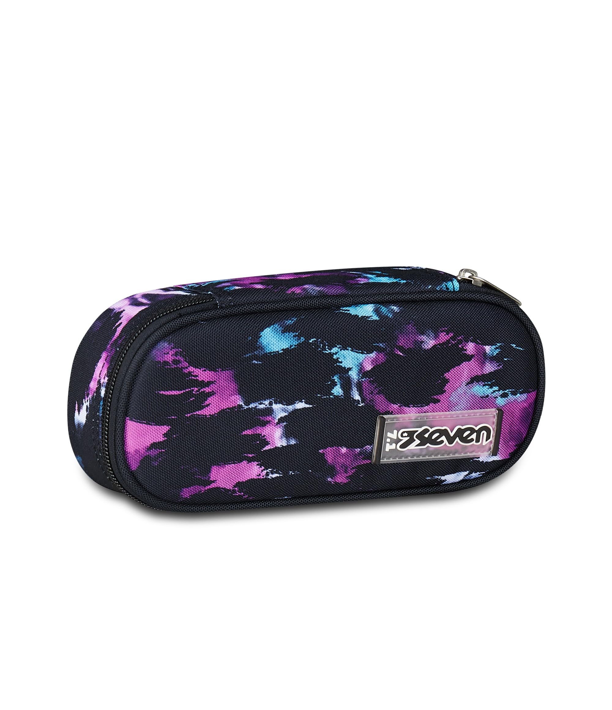 Seven Portapenne Scuola Round Plus, Multicolore, Taschino Interno con Zip e Passanti Elastici Portapenne, Accessori Zaino, Scuola Elementare, Media e Superiore, Bambina, Ragazza